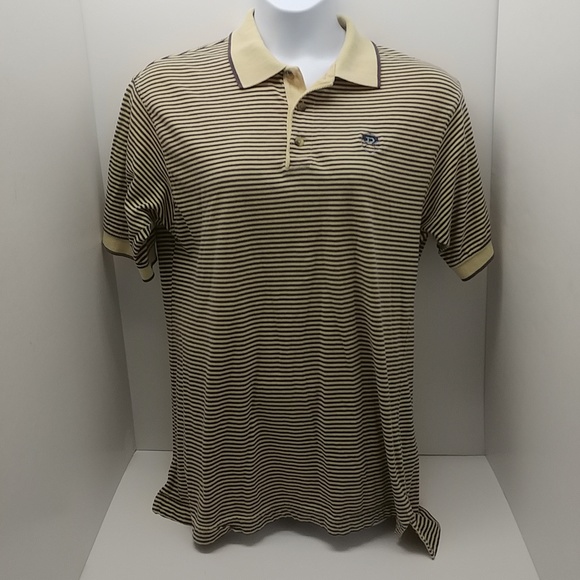 Dockers Khakiware men's short sleeve polo shirt large blue/yellow stripes - Picture 12 of 12
